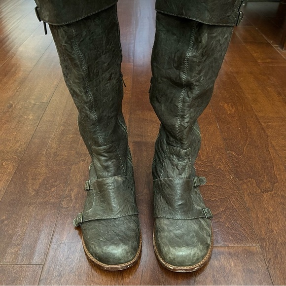 Gee Wawa Anthropologie Whimsigoth Green-ish Brown Monk Strap Boots, Size 10 - Picture 4 of 16